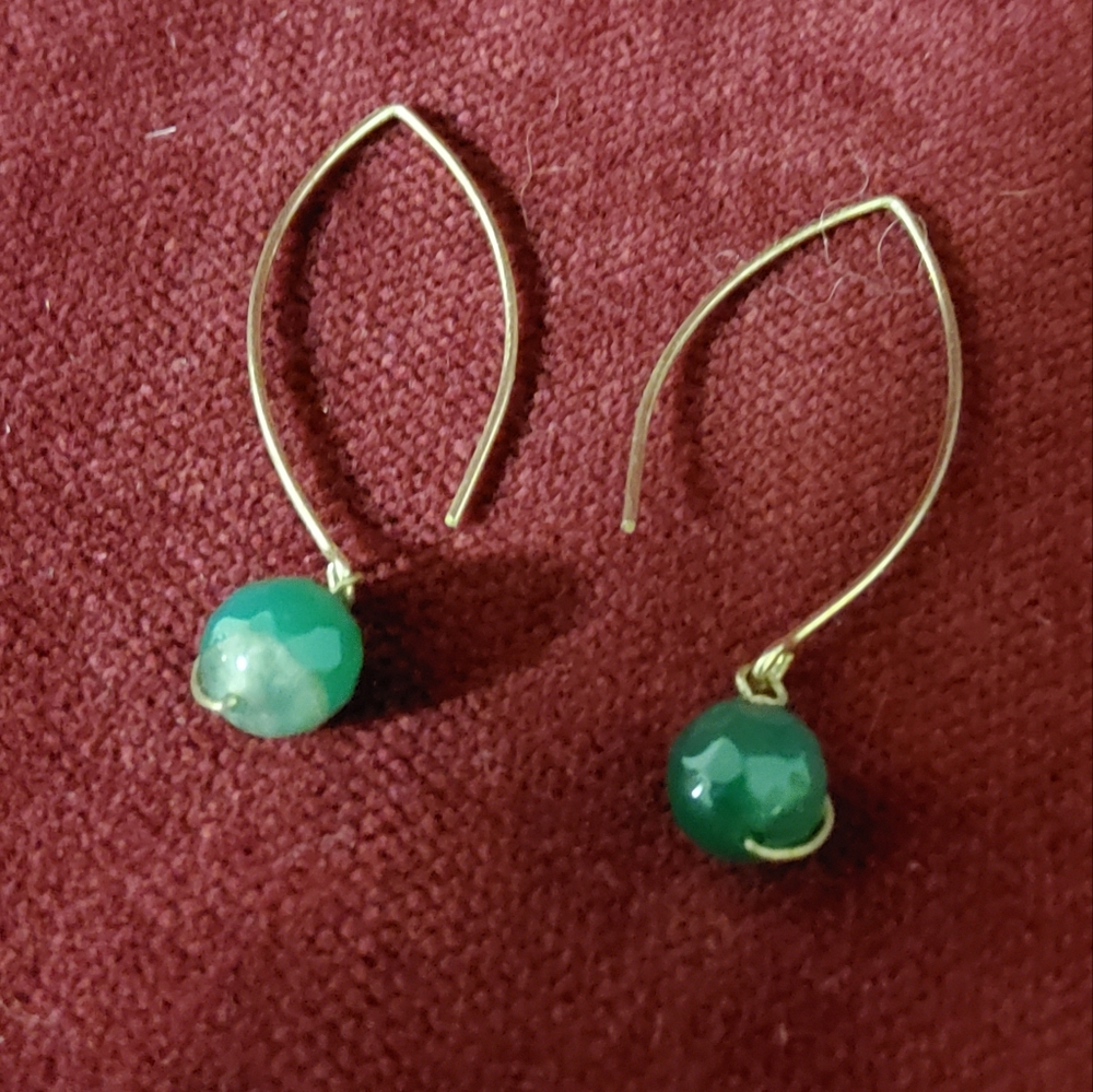 3 For $25 Artisan Green Drop Earrings On Sterling Silver Wire